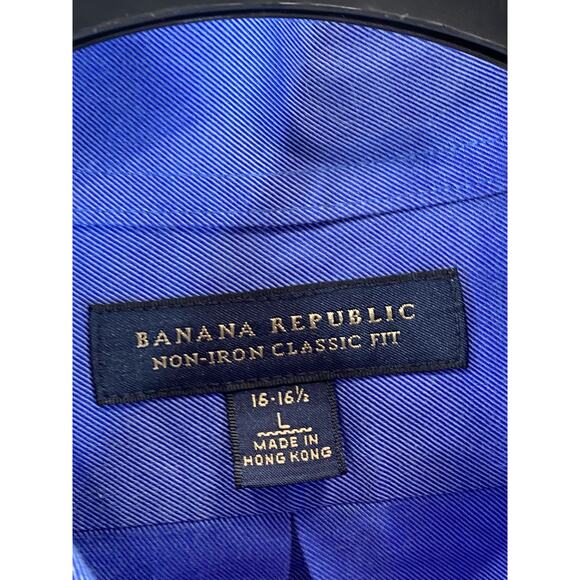 BANANA REPUBLIC Men's Blue Non-Iron Classic-Fit Button-Up Long Sleeve Shirt SZ L - Picture 11 of 12